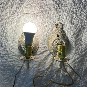 Vintage Wall Sconces with Cream Shades